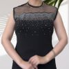 تاپ مجلسی نگین‌دار یقه توری (کد 715)