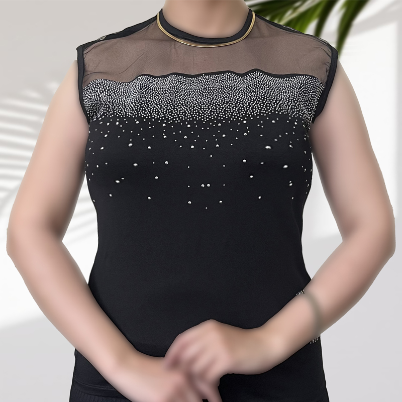 تاپ مجلسی نگین‌دار یقه توری (کد 715)